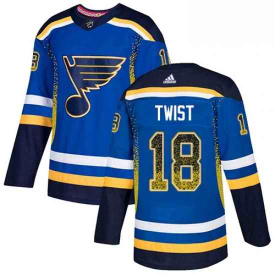 Mens Adidas St Louis Blues #18 Tony Twist Authentic Blue Drift Fashion NHL Jersey