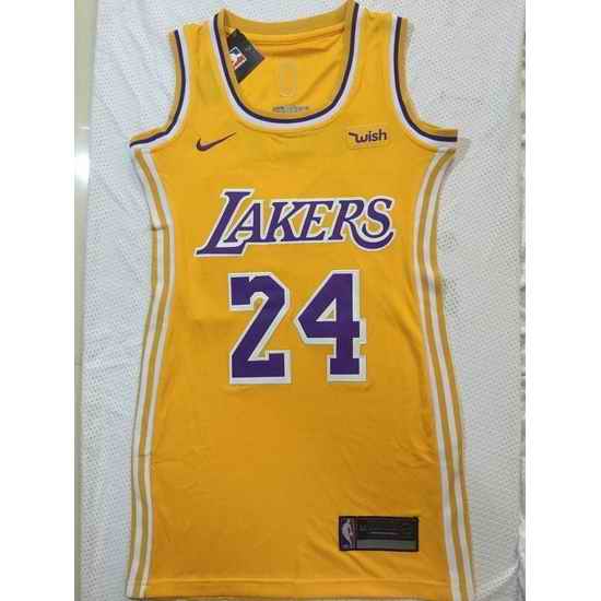 Women Nike Los Angeles Lakers #24 Kobe Bryant Dress Stitched Jersey Yellow