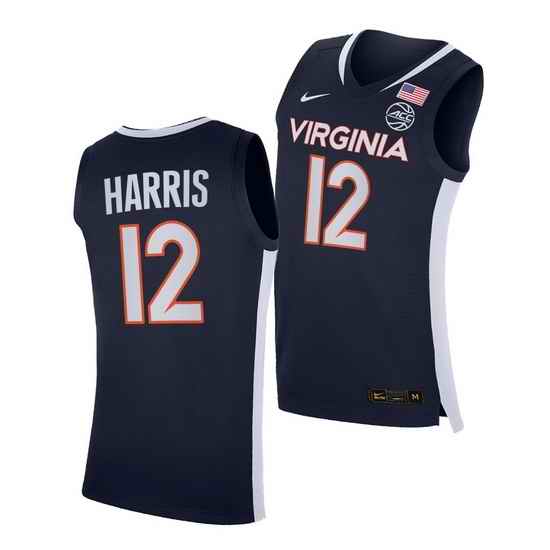 Virginia Cavaliers Joe Harris Virginia Cavaliers Navy Road Secondary Logo Jersey