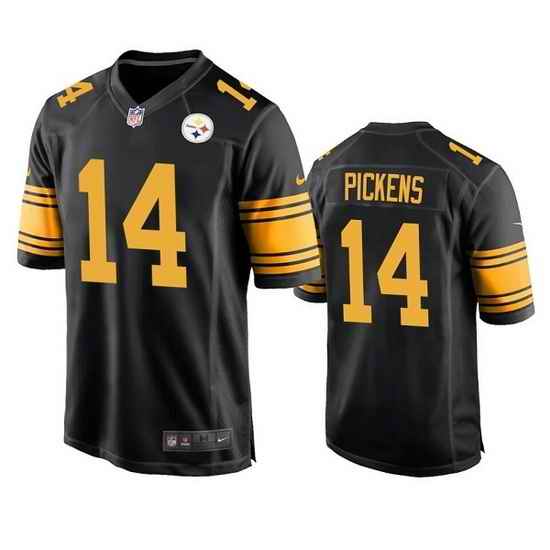 Men Pittsburgh Steelers #14 George Pickens Black Color Rush Stitched Jersey