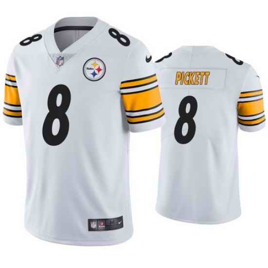 Men's Pittsburgh Steelers #8 Kenny Pickett 2022 NFL Draft White Vapor Limited Jersey