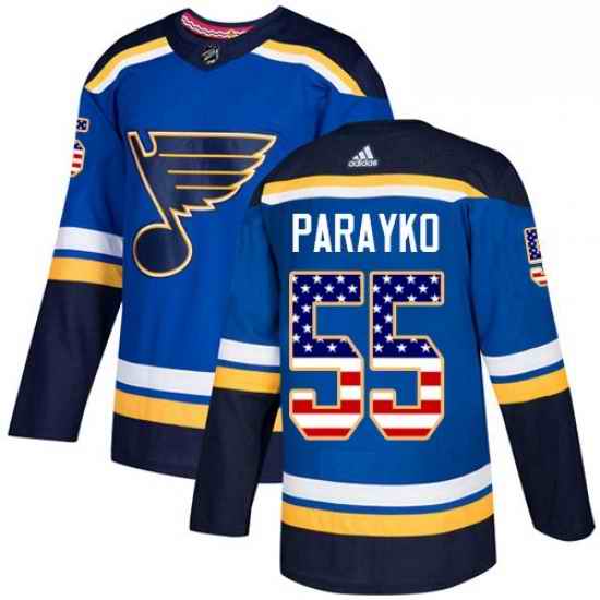 Mens Adidas St Louis Blues #55 Colton Parayko Authentic Blue USA Flag Fashion NHL Jersey