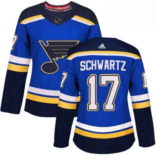 Womens Adidas St Louis Blues #17 Jaden Schwartz Premier Royal Blue Home NHL Jersey