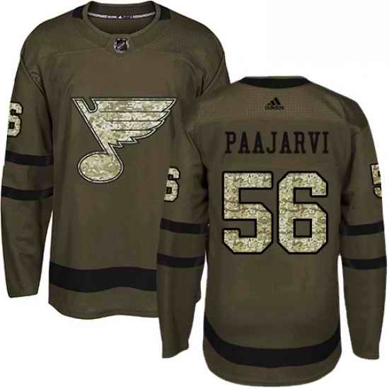 Mens Adidas St Louis Blues #56 Magnus Paajarvi Premier Green Salute to Service NHL Jersey