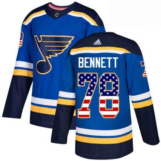 Mens Adidas St Louis Blues #78 Beau Bennett Authentic Blue USA Flag Fashion NHL Jersey