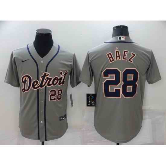 Men Detroit Tigers #28 Javier B E1ez Grey Cool Base Stitched jersey