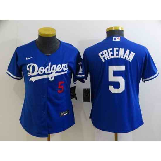 Youth Los Angeles Dodgers #5 Freddie Freeman Blue 2022 Number Cool Base Stitched Nike Jersey
