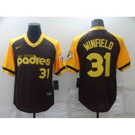 Men San Diego Padres #31 Dave Winfield Brown Stitched jersey