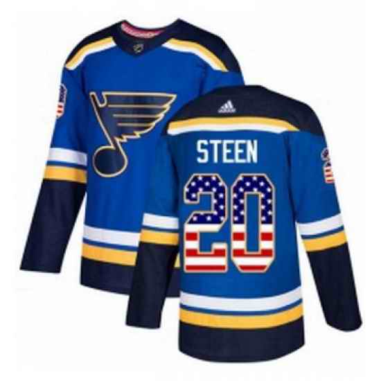 Mens Adidas St Louis Blues #20 Alexander Steen Authentic Blue USA Flag Fashion NHL Jersey