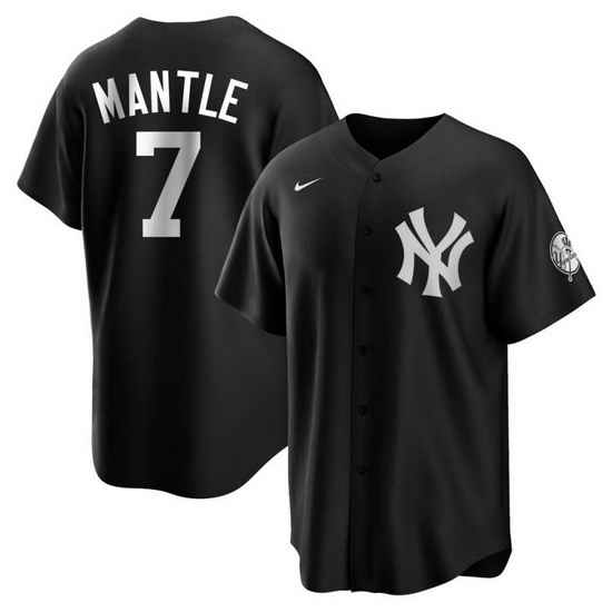 Men New York Yankees #7 Mickey Mantle Black Cool Base Stitched Jerseys