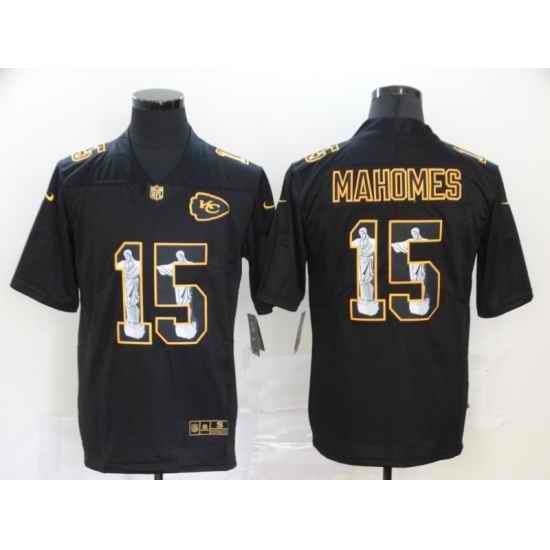Men Kansas City Chiefs #15 Patrick Mahomes Jesus Faith Black Vapor Untouchable Stitched NFL Nike Limited Jersey