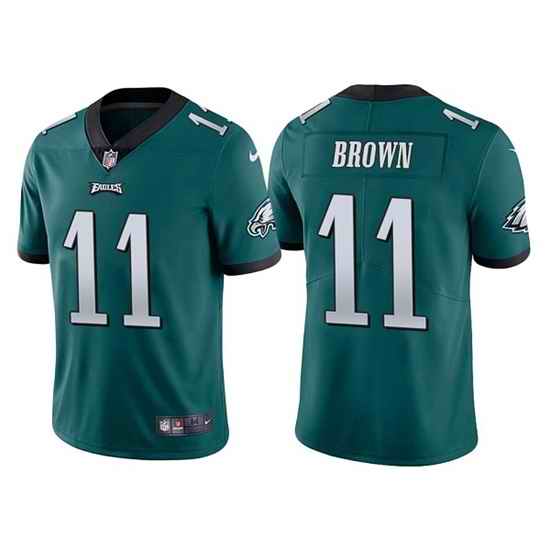 Men Philadelphia Eagles #11 A  J  Brown Green Vapor Untouchable Limited Stitched Jersey
