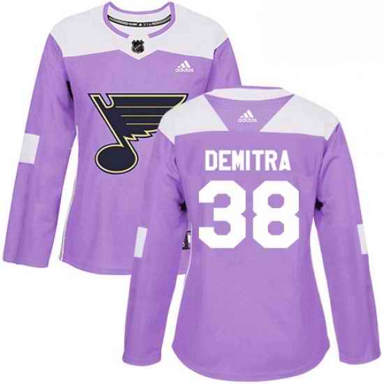 Womens Adidas St Louis Blues #38 Pavol Demitra Authentic Purple Fights Cancer Practice NHL Jersey