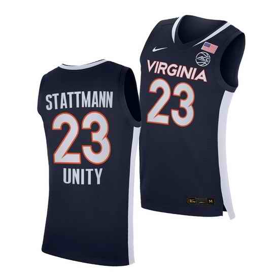 Virginia Cavaliers Kody Stattmann Virginia Cavaliers Navy Unity 2021 Road Secondary Logo Jersey