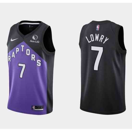 Men Toronto Raptors #7 Kyle Lowry Purple Black Earned Edition Stitched Basketball Jersey