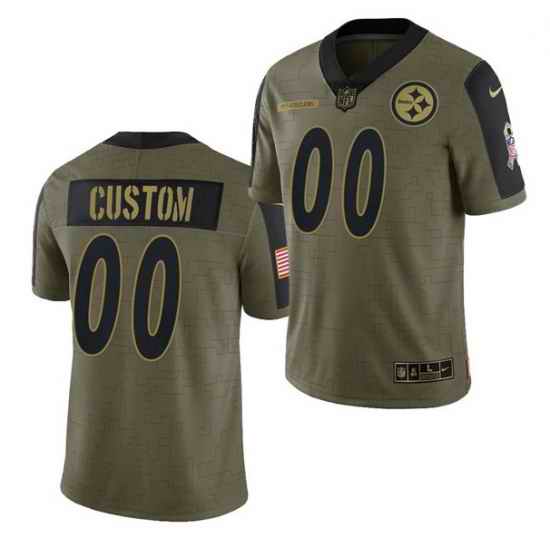 Men Women Youth Toddler  Pittsburgh Steelers ACTIVE PLAYER Custom 2021 Olive Salute To Service Limited Stitched Jersey