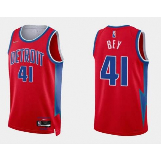 Men Nike Detroit Pistons 41 Saddiq Bey Red NBA Swingman 2020 #21 City Edition Jersey
