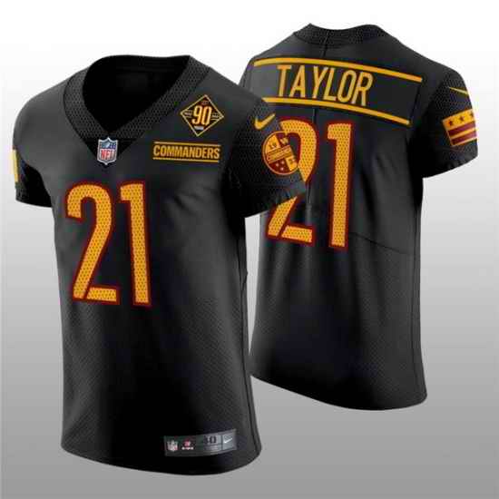 Men Washington Commanders #21 Sean Taylor 90th Anniversary Black Elite Stitched Jersey