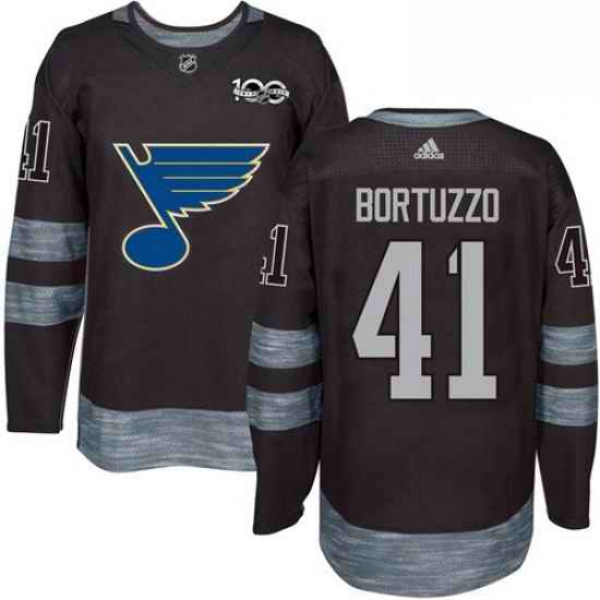 Mens Adidas St Louis Blues #41 Robert Bortuzzo Authentic Black 1917 2017 100th Anniversary NHL Jersey