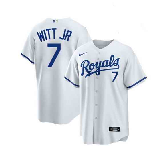 Men Kansas City Royals #7 Bobby Witt Jr  White Cool Base Stitched jersey
