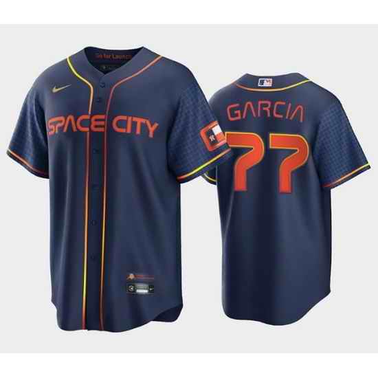 Men Houston Astros #77 Luis Garcia 2022 Navy City Connect Cool Base Stitched Jerse