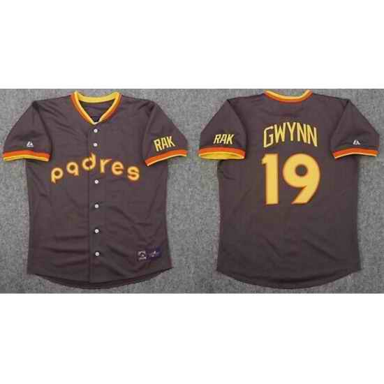 Men San Diego Padres #19 Tony Gwynn Brown Throwback MLB Jersey