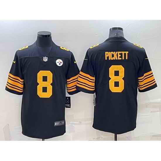 Men Pittsburgh Steelers #8 Kenny Pickett Black Color Rush Stitched Jersey