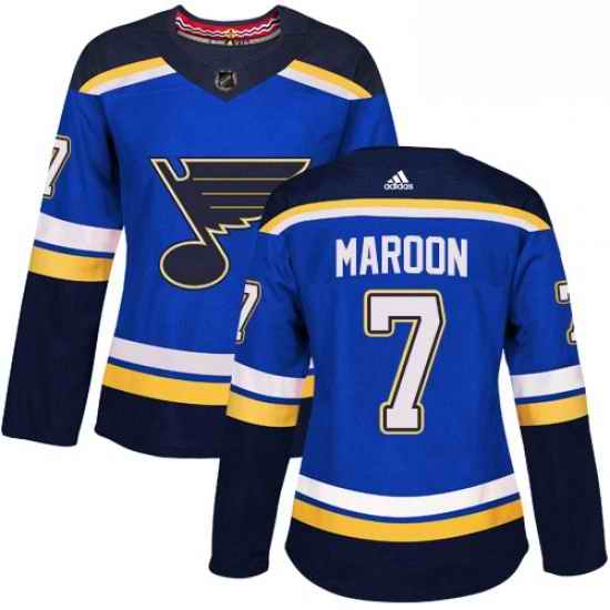 Womens Adidas St Louis Blues #7 Patrick Maroon Authentic Royal Blue Home NHL Jersey