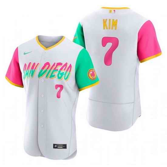 Men San Diego Padres #7 Ha Seong Kim 2022 White City Connect Flex Base Stitched Baseball Jersey