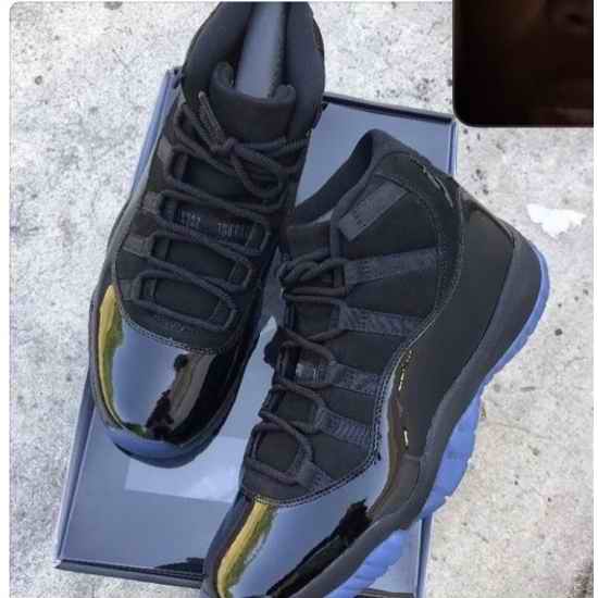 Jordan #11 Men Shoes Black Blue Black Logo
