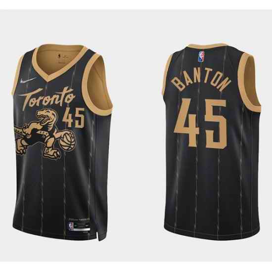 Men Toronto Raptors 45 Dalano Banton 2021 #22 City Edition Black 75th Anniversary Swingman Stitched Basketball Jersey