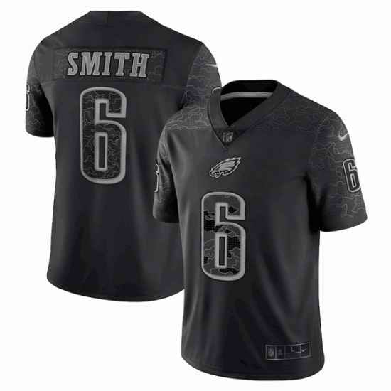 Men Philadelphia Eagles #6 DeVonta Smith Black Reflective Limited Stitched Jersey