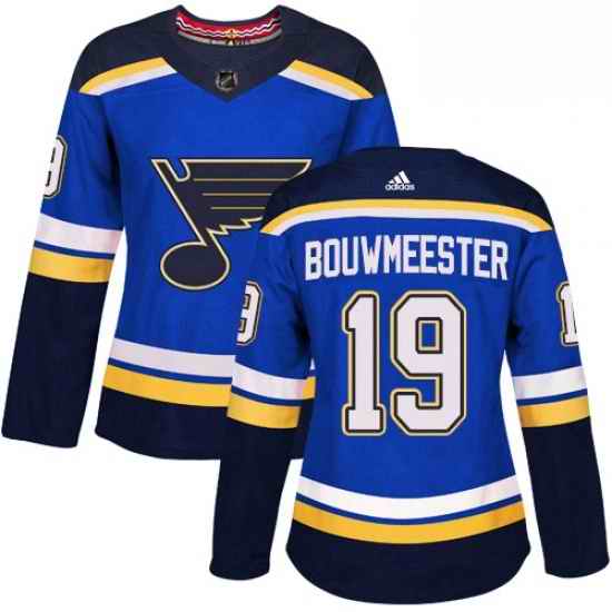 Womens Adidas St Louis Blues #19 Jay Bouwmeester Authentic Royal Blue Home NHL Jersey