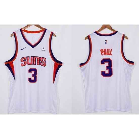 Men Phoenix Suns Chris Paul #3 Orange 2021 2022 White Edition Nike Stitched Jersey