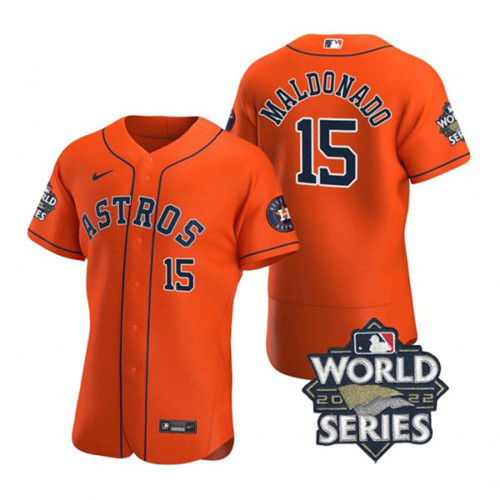 Astros #15 Martin Maldonado Orange Nike 2022 World Series Flexbase Jersey