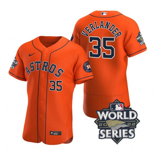Astros #35 Justin Verlander Orange Nike 2022 World Series Flexbase Jersey