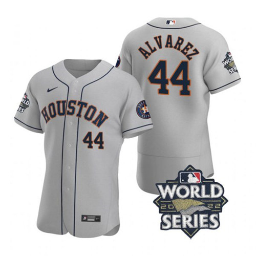 Astros #44 Yordan Alvarez Gray Nike 2022 World Series Flexbase Jersey