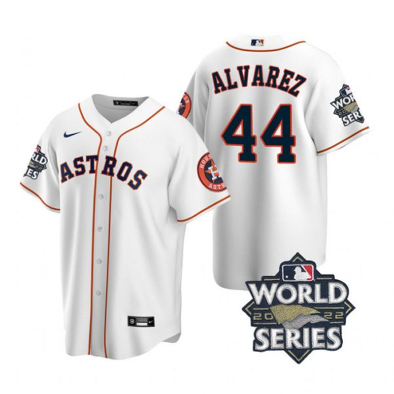 Astros #44 Yordan Alvarez White Nike 2022 World Series Cool Base Jersey