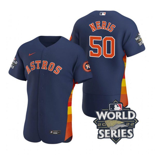 Astros #50 Hector Neris Navy Nike 2022 World Series Flexbase Jersey