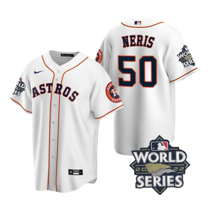 Astros #50 Hector Neris White Nike 2022 World Series Cool Base Jersey