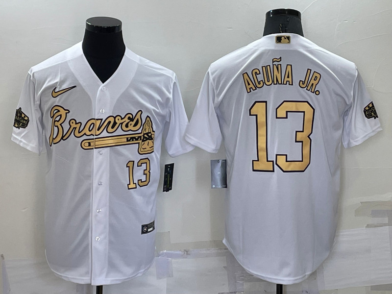 Braves #13 Ronald Acuna Jr. White Nike 2022 MLB All Star Cool Base Jerseys