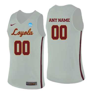 Men%27s Loyola (Chi) Ramblers White Customized College Basketball Jersey