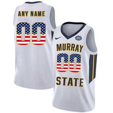 Men%27s Murray State Racers Customized White USA Flag College Basketball Jersey