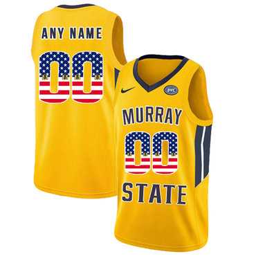 Men%27s Murray State Racers Customized Yellow USA Flag College Basketball Jersey