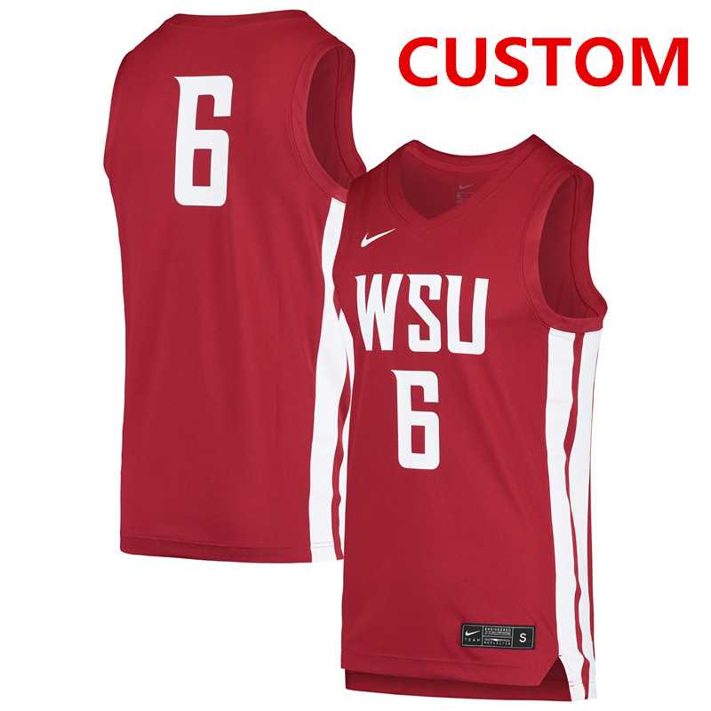 Men%27s Nike Washington State Cougars Custom Red College Basketball Jersey
