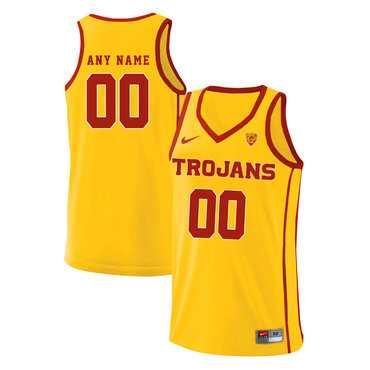 Men%27s USC Trojans Yellow Performance Customized Basketball Jersey