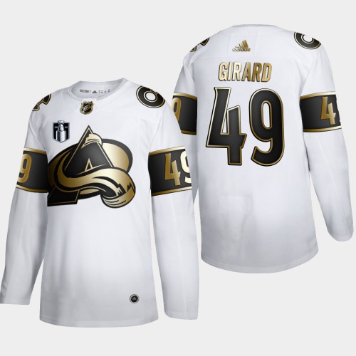 Colorado Colorado Avalanche #49 Samuel Girard Men’s 2022 Stanley Cup Final Patch Adidas White Golden Edition Limited Stitched NHL Jersey Men’s