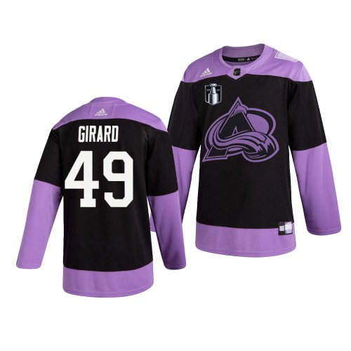 Colorado Colorado Avalanche #49 Samuel Girard Adidas 2022 Stanley Cup Final Patch Men’s Hockey Fights Cancer Practice NHL Jersey Black Men’s