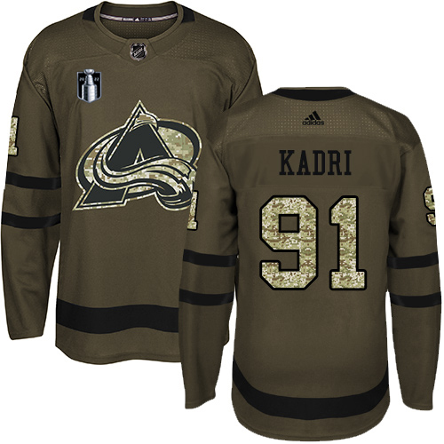 Adidas Colorado Avalanche #91 Nazem Kadri Green 2022 Stanley Cup Final Patch Salute to Service Stitched NHL Jersey Men’s