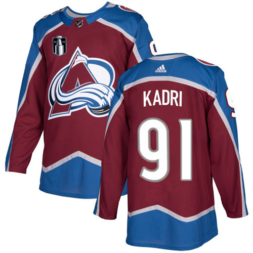 Adidas Colorado Avalanche #91 Nazem Kadri Burgundy 2022 Stanley Cup Final Patch Home Authentic Stitched NHL Jersey Men’s